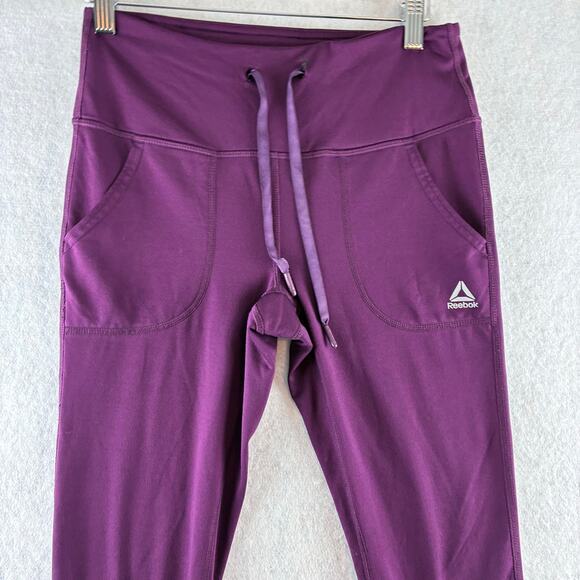Reebok Plum Purple Leggings Pockets Women's Small Drawstring Active Workout Gym - Picture 3 of 8